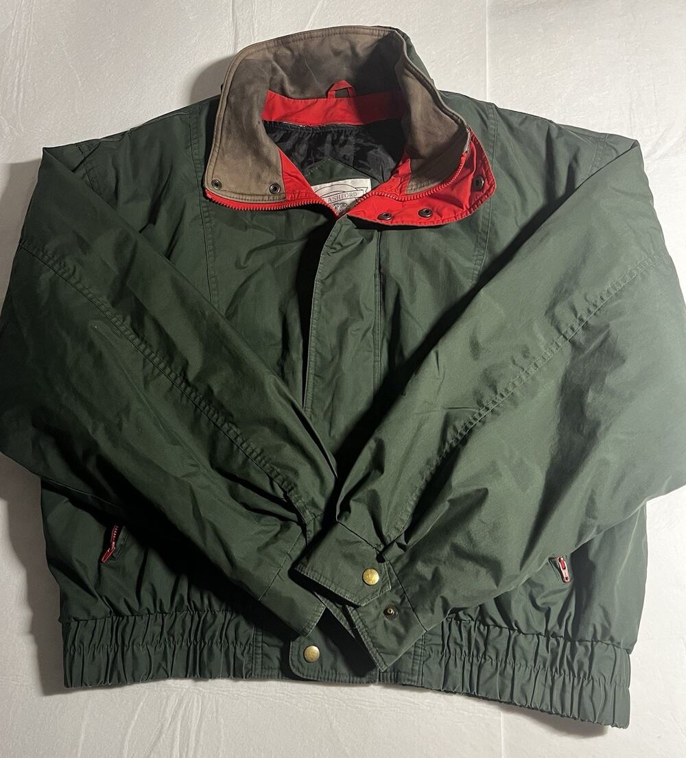 Vintage 90s John Ashford Jacket Menβs XL Green Red Windbreaker Bomber Korea